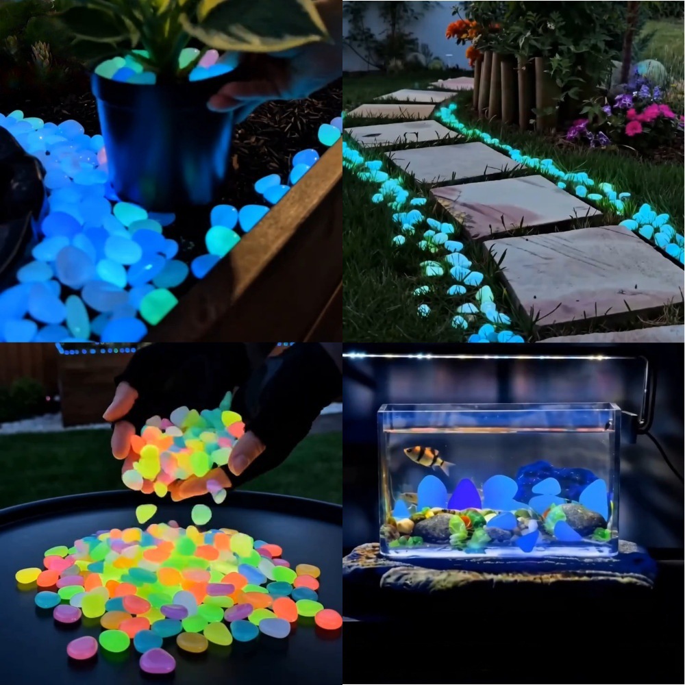 Aquarium Planted Aquarium - Karanlıkta Parlayan Renkli Taşlar, Bahçe Taşları,